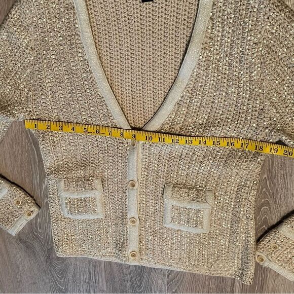 J Crew Collection Holiday 100% Alpaca Sequin Metallic V Neck Cardigan Lady L - Picture 10 of 16